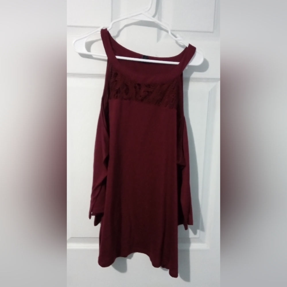 Torrid Red Asymmetrical Cold Shoulder Top